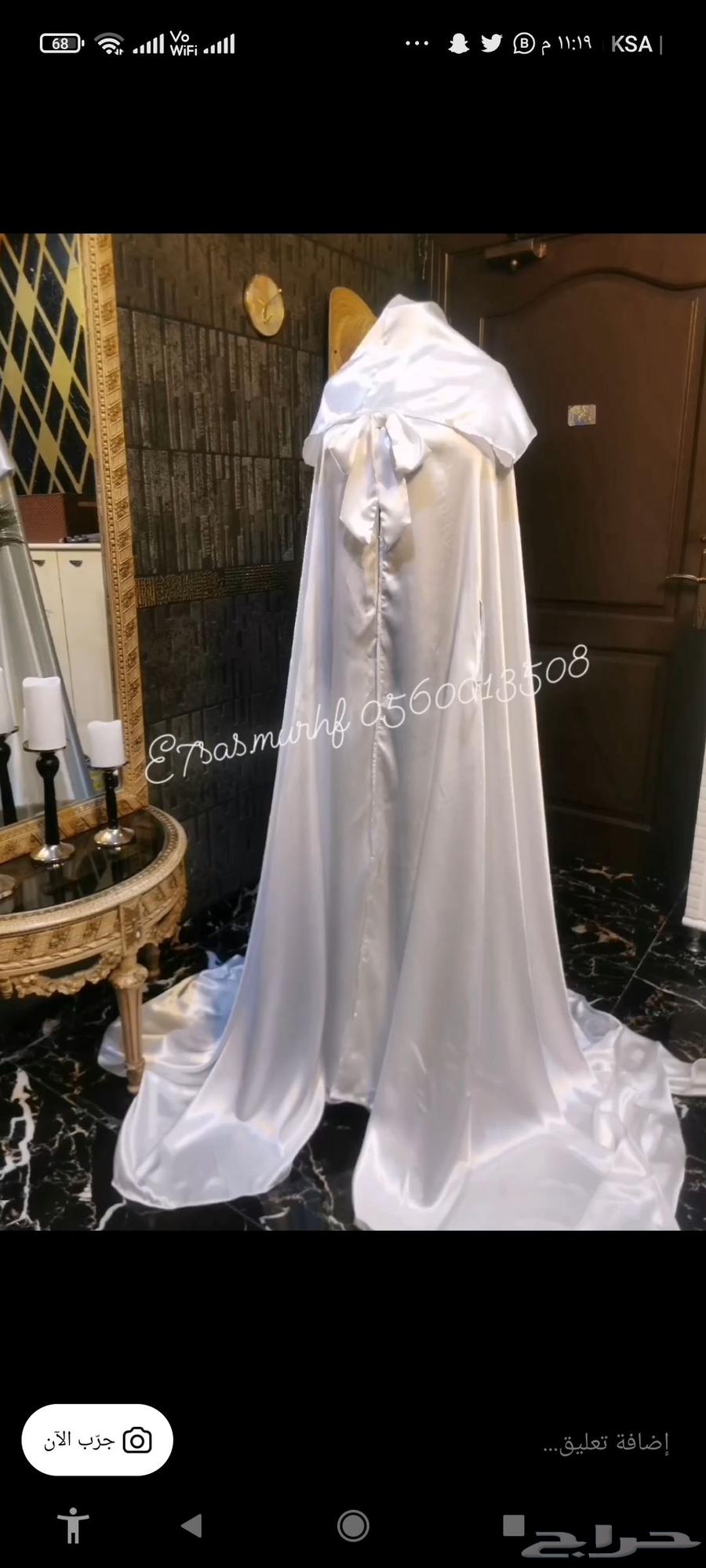 عبايه عروس بيضاء للتاجير وفستان سهرة للبيع63101933314433113