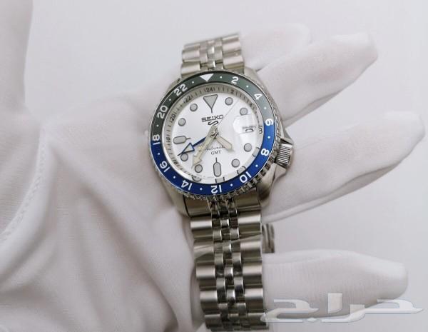 ساعة سيكو 5 gmt seiko مينا أبيض باتمان630220031079691125