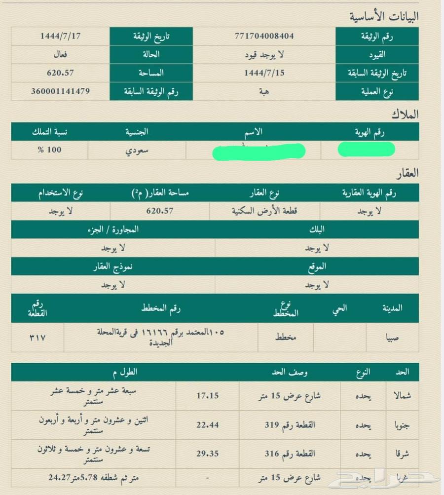 أرض للبيع بمخطط المحلة الجديده بمحافظة صبيا بمنطقة جازان630129568156181111