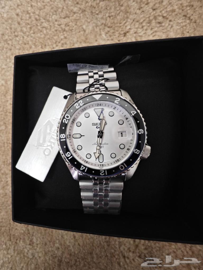 ساعة سيكو 5 gmt seiko مينا أبيض باتمان63022003107969112