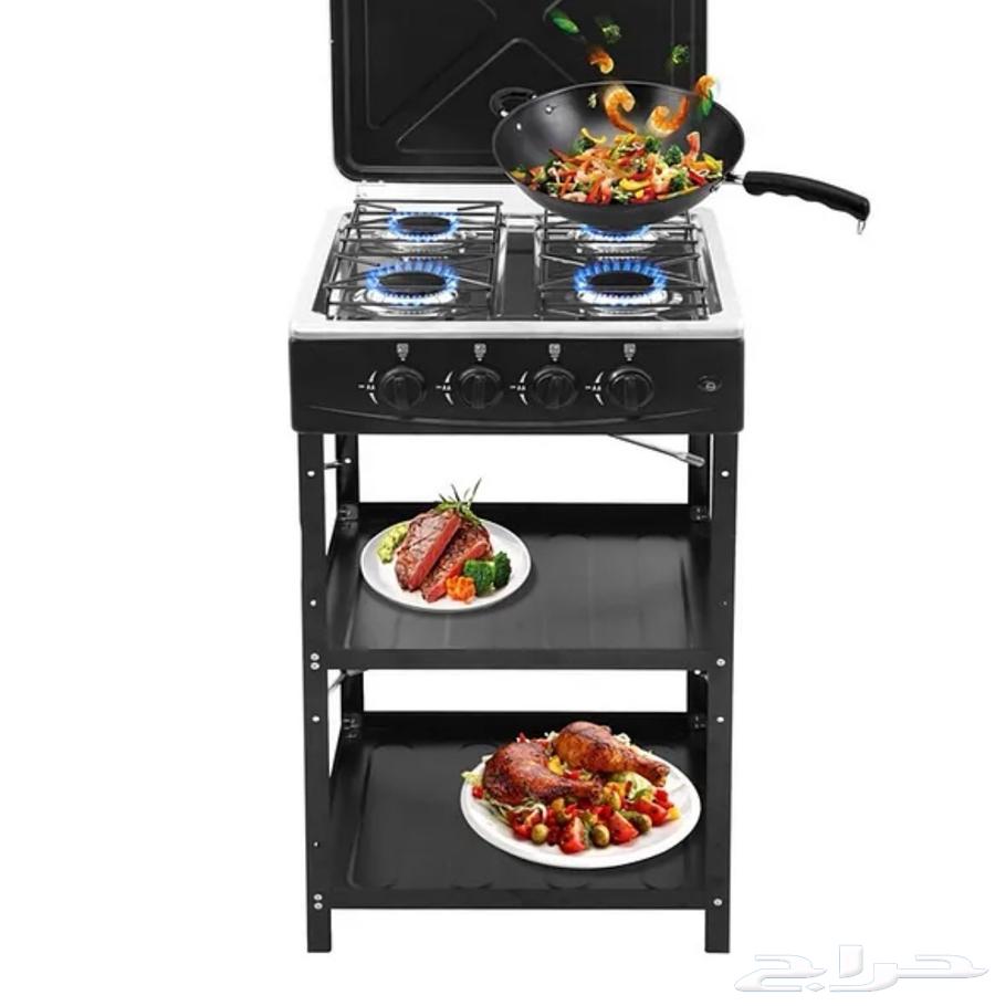 4-burner gas stove with table and shelves63418870417411111