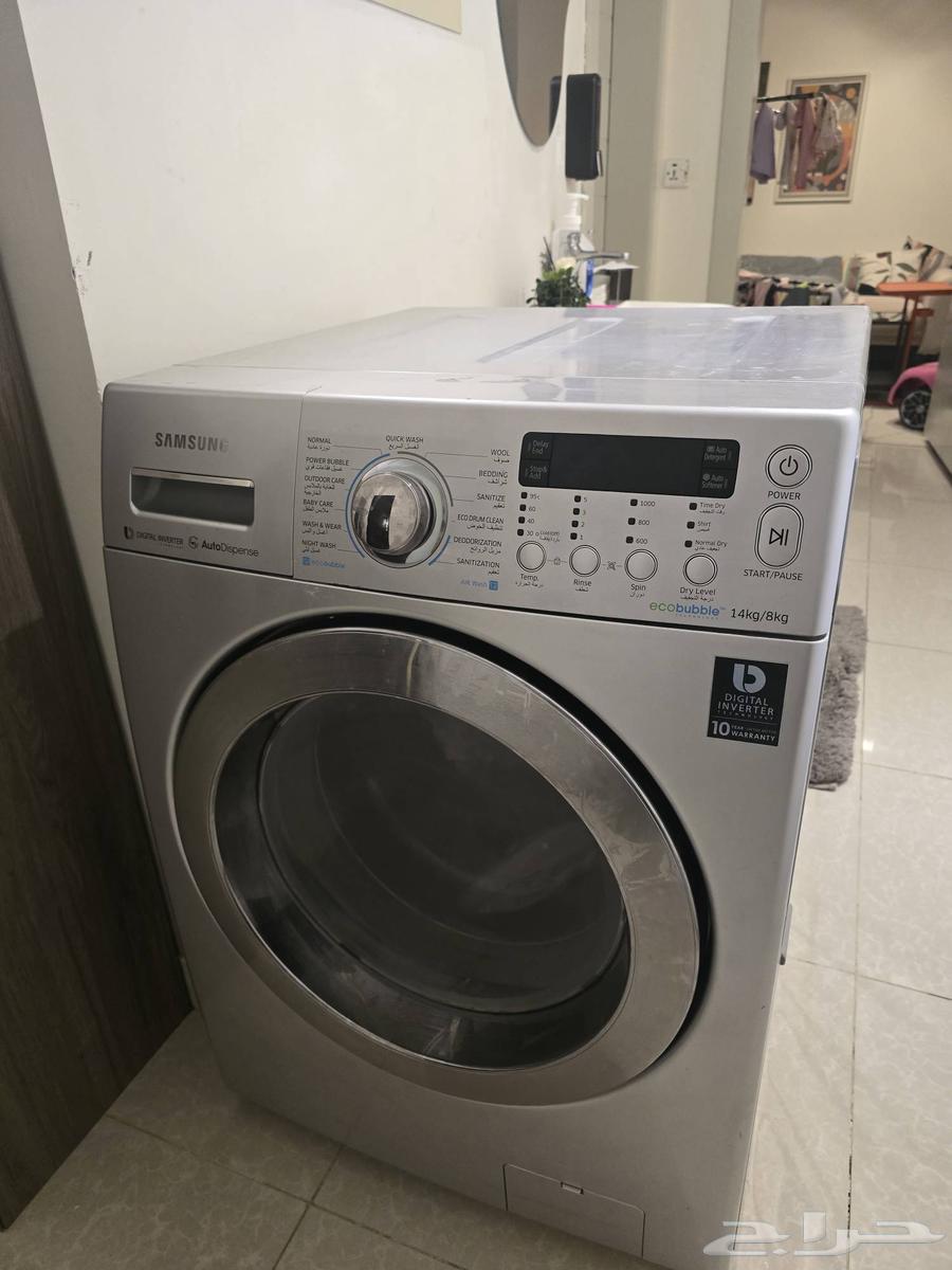 غسالة سامسونج بحالة جيدة 14 كغم 8كغم تجفيف 100 Samsung Wa634143757598751116