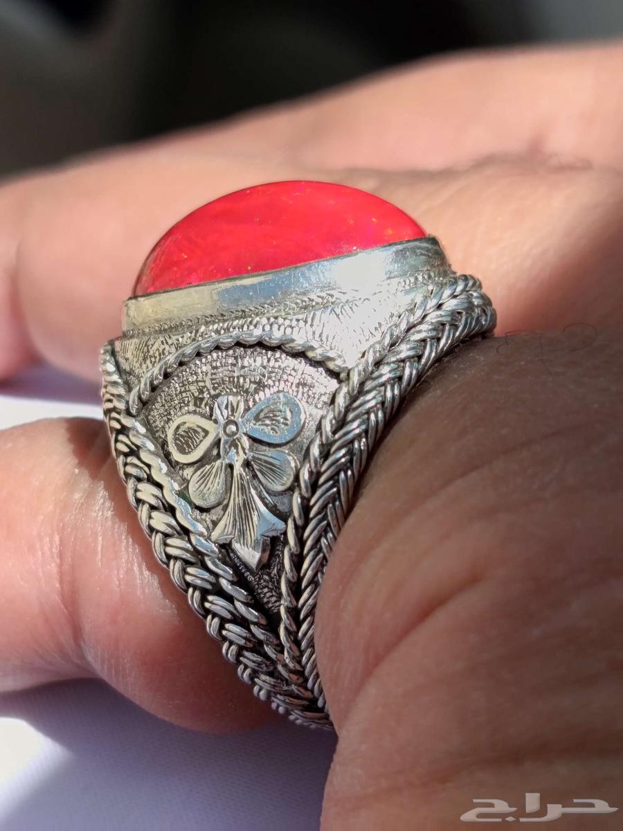 Ethiopian red full opal ring with unique heavy wire setting63418147991811112