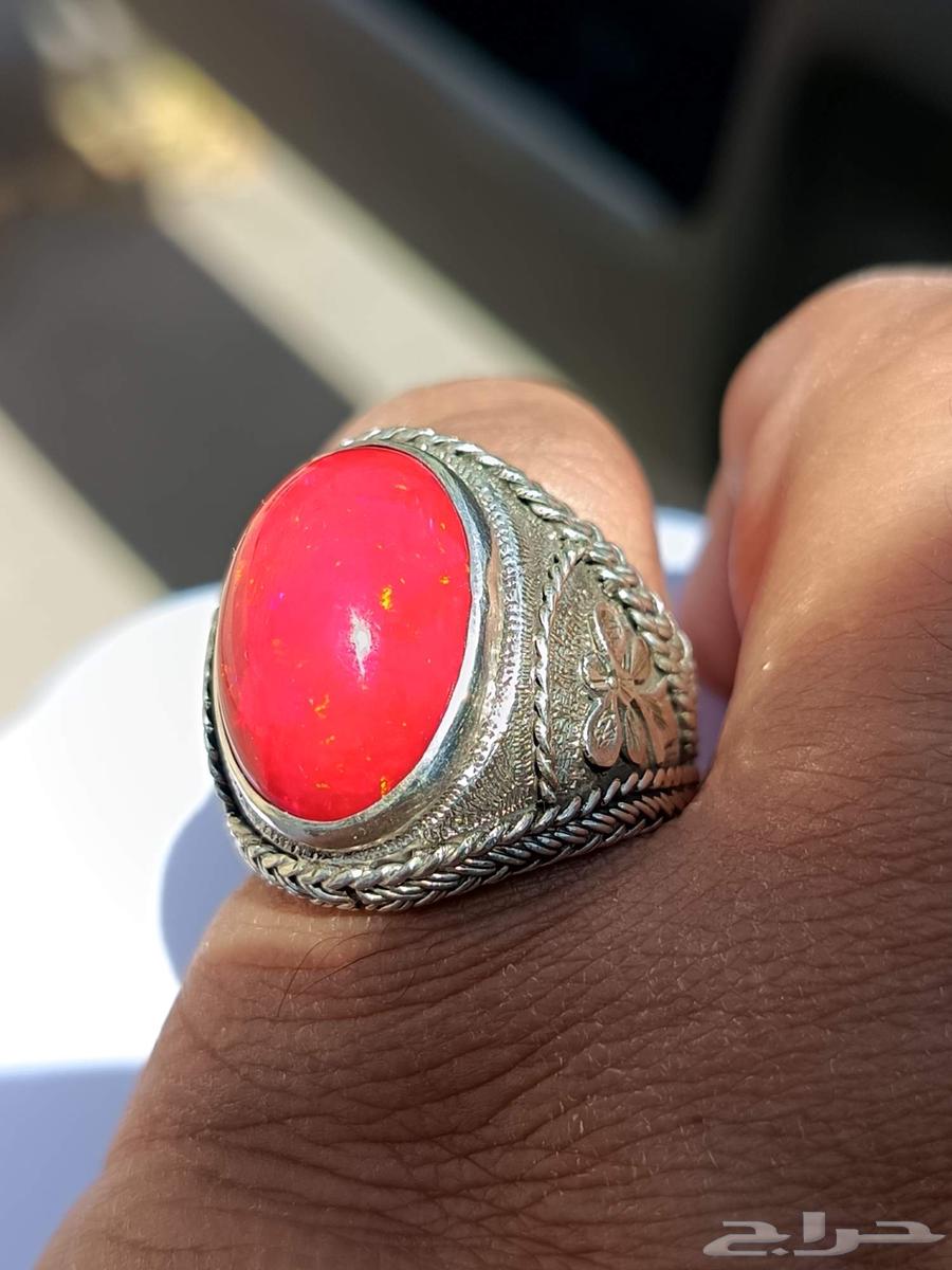 Ethiopian red full opal ring with unique heavy wire setting63418147991811116