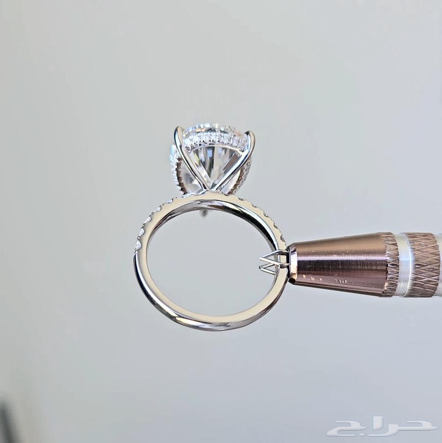 خاتم سوليتير ألماس مخبري شكل دمعة 10 قيراط63357562368386112