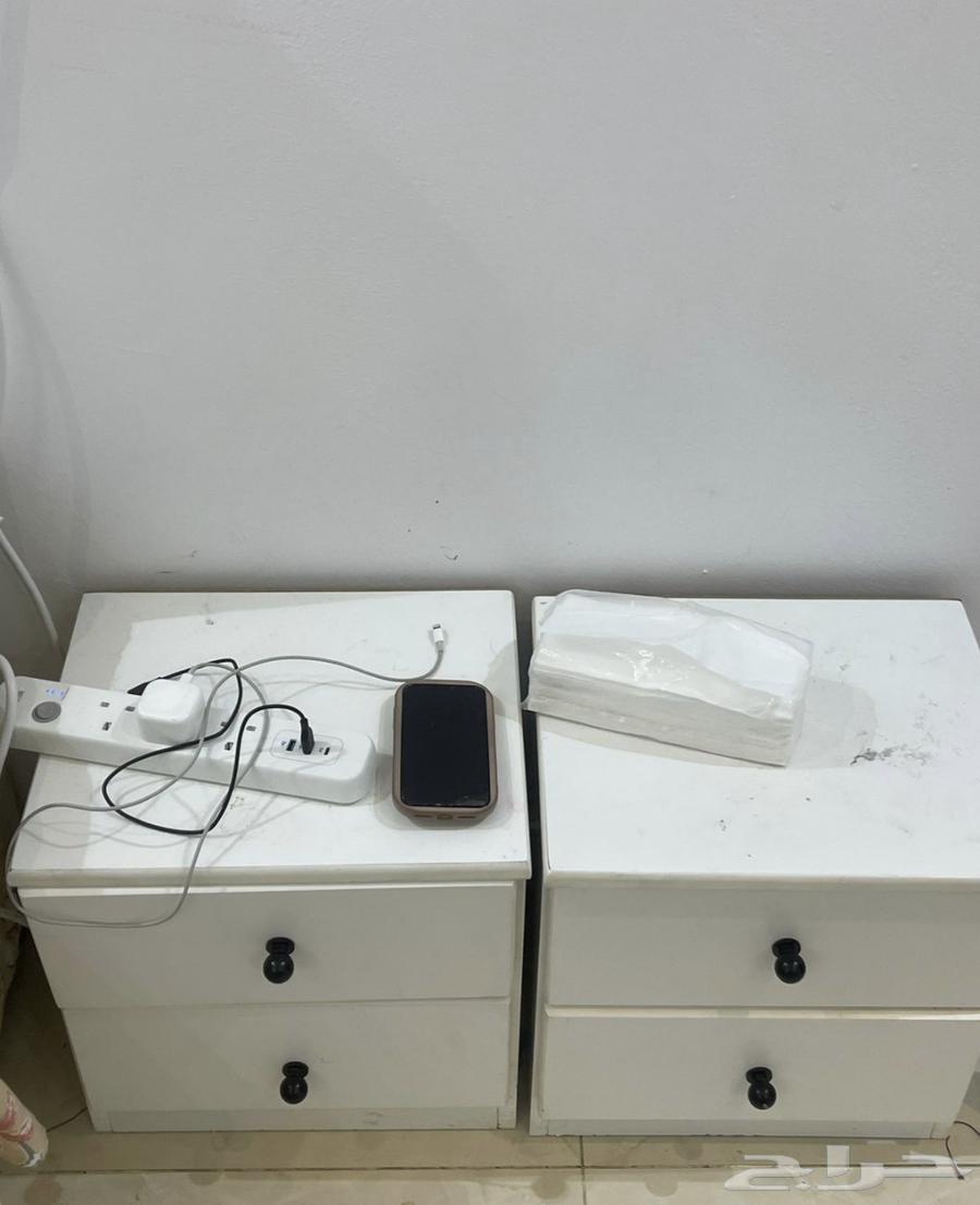 A dressing table, 2 nightstands, and a bed without a mattress for 200 SAR63614920974209111