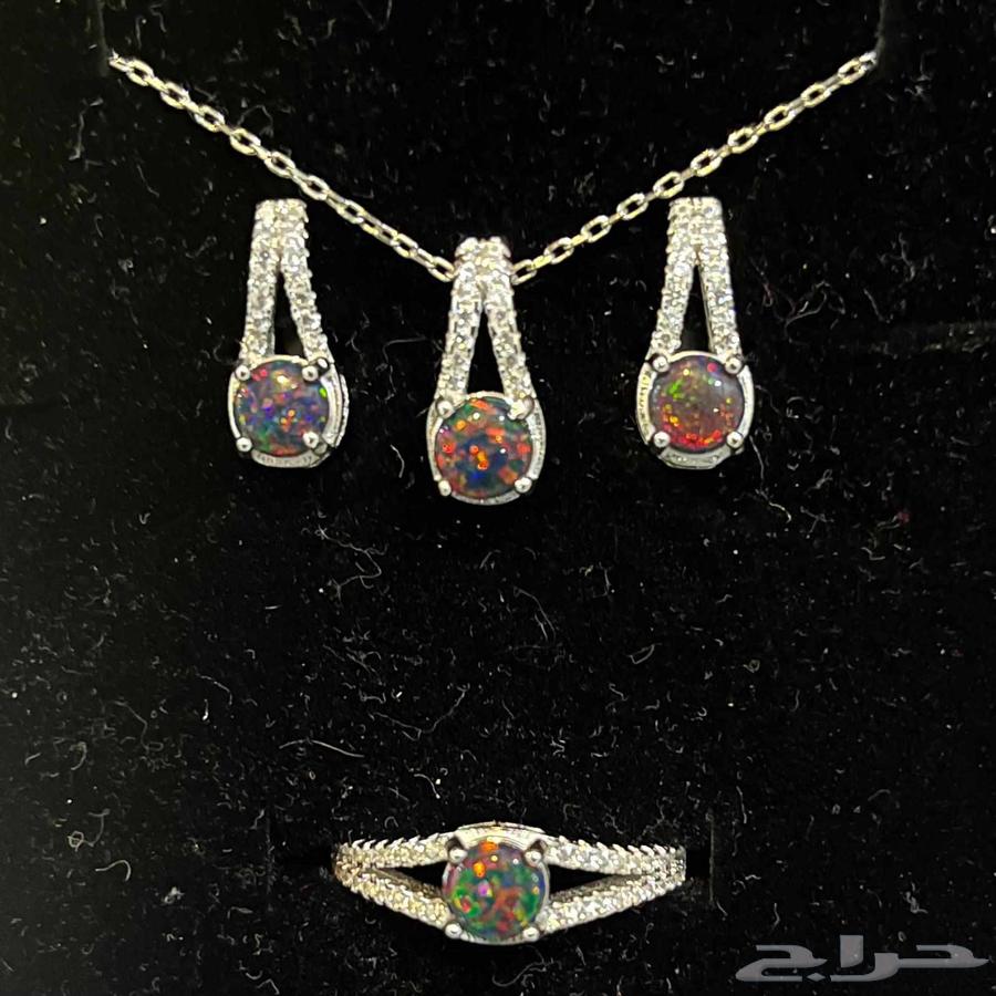 طقم فضه بفصوص اوبال طبيعي63332896263299118