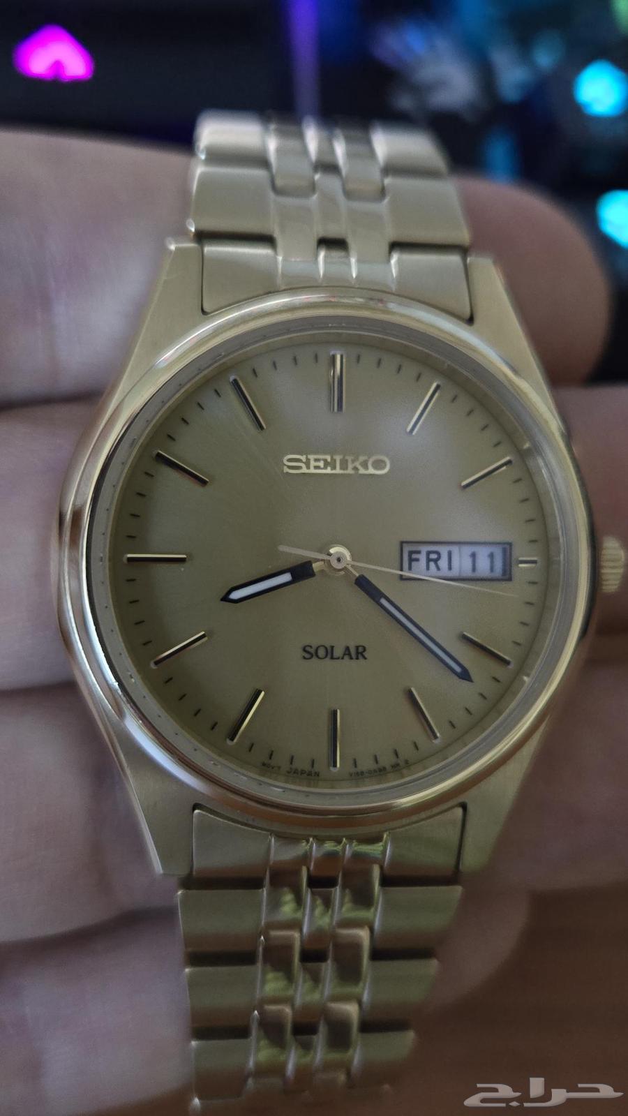 ساعة سيكو ذهبي seiko gold solar63618777366786111
