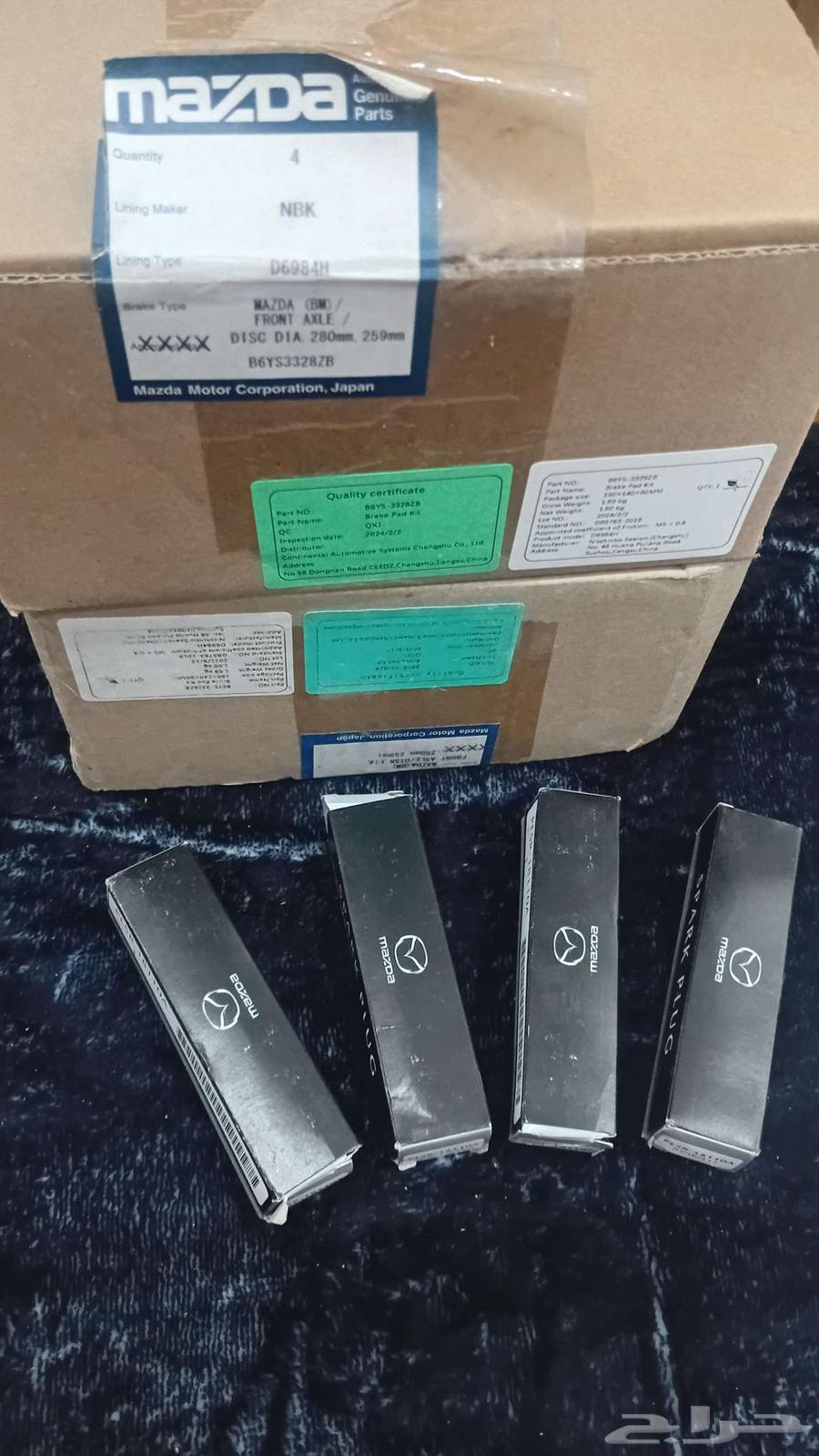 Mazda 2019 cx3 I have original spare parts 2 front fabrics ..4 spark plugs63654665797761110