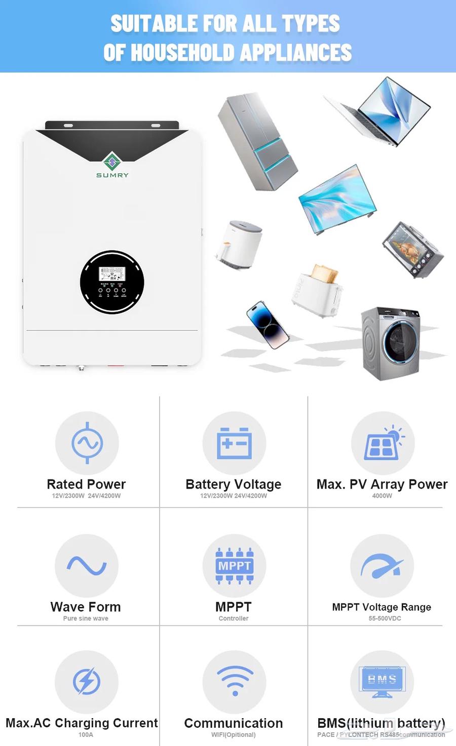 SUMRY Hybrid Solar Inverter Dual System 12V 24V63655419291265112