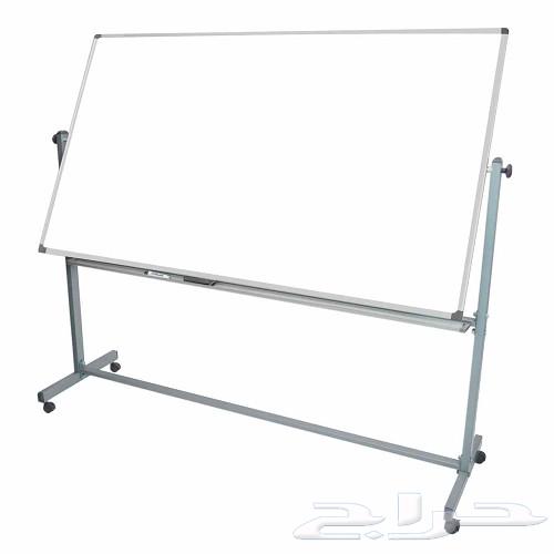 Double-sided whiteboard with writing and magnetic surface on wheeled base63655526494593112