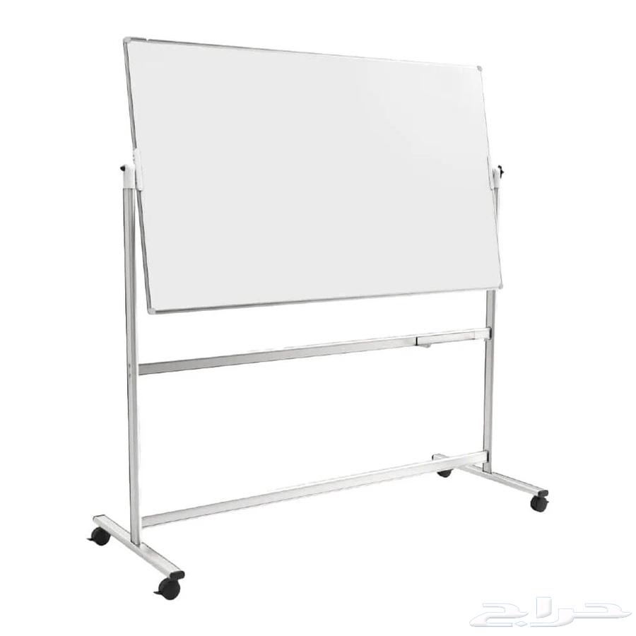 Double-sided whiteboard with writing and magnetic surface on wheeled base63655526494593111