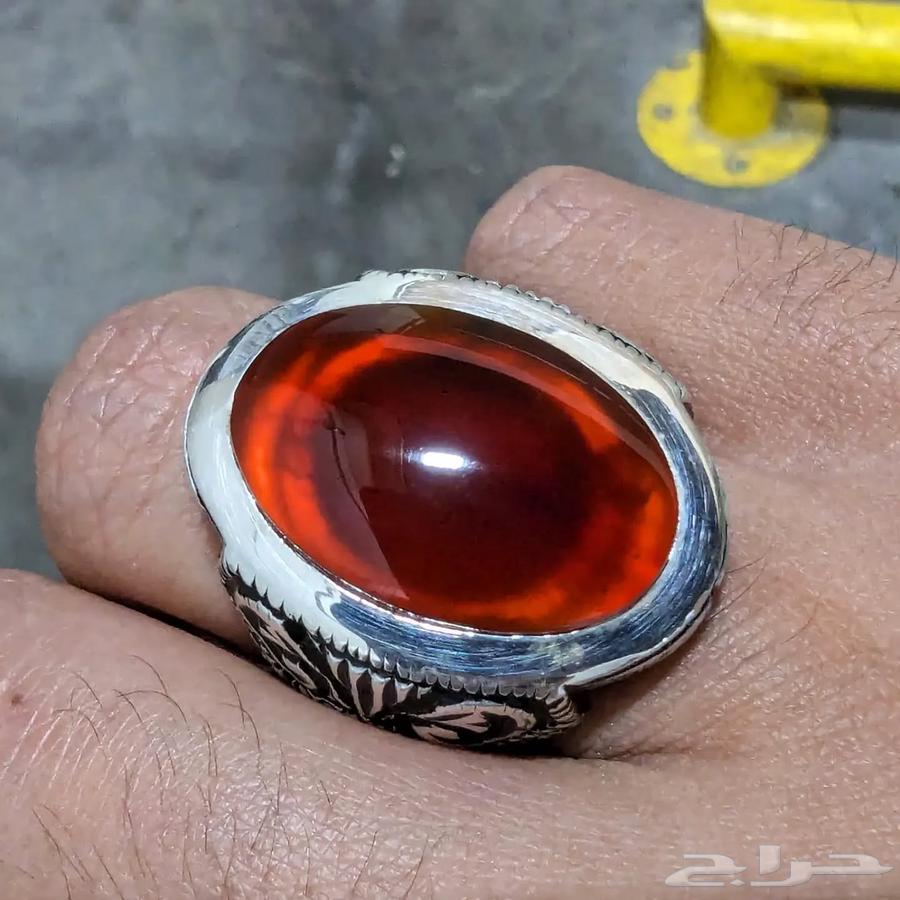 خاتم عقيق يماني أحمر صياغة عقيل اليدوية63399754132995113