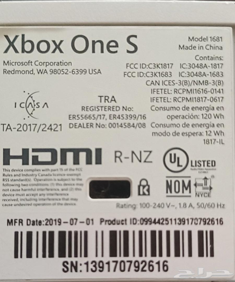 للبيع  Xbox One S 1TB مستعمل لاكن نضيف و شغال الطائف63398432012801114
