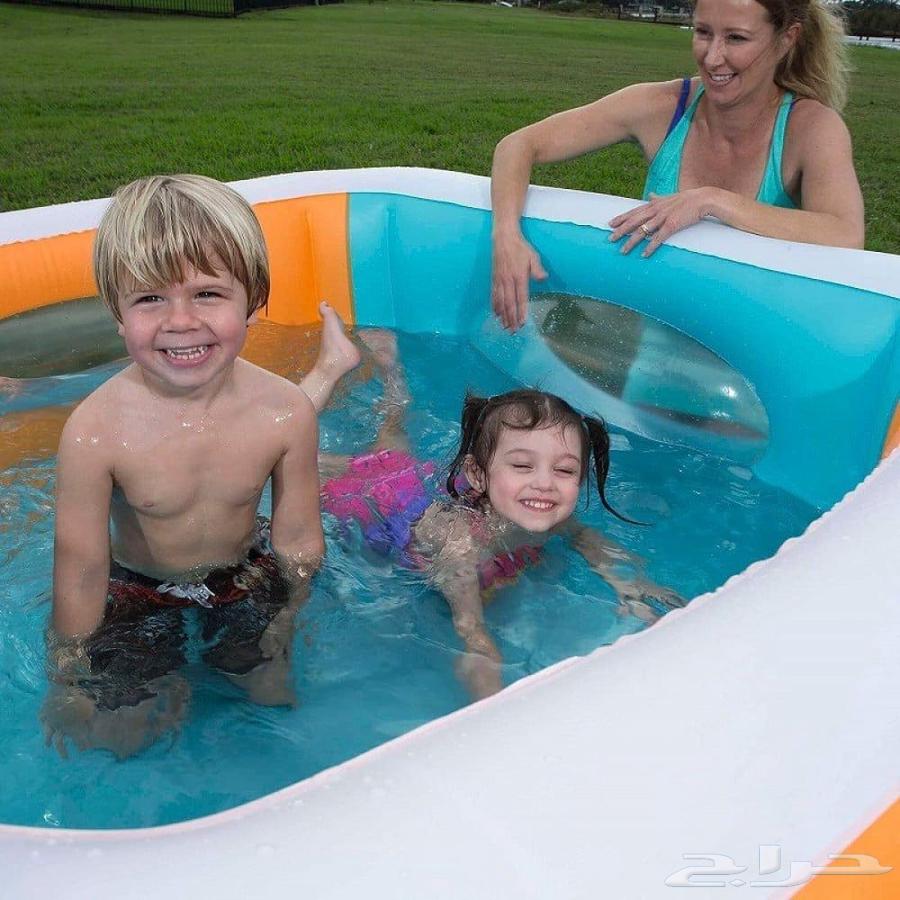 Inflatable children's swimming pool, double-layered square with transparent viewing hole, new at the lowest price63725251729409114