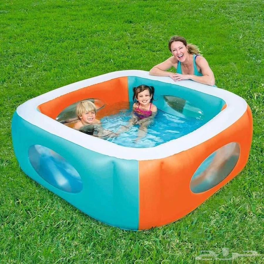 Inflatable children's swimming pool, double-layered square with transparent viewing hole, new at the lowest price63725251729409110