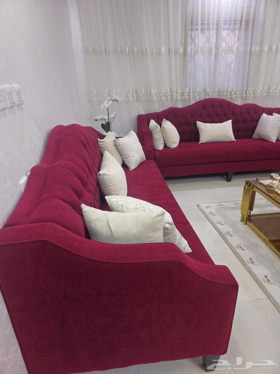 Clean sofa with tables, curtain, and mat in Jeddah63725251781762112