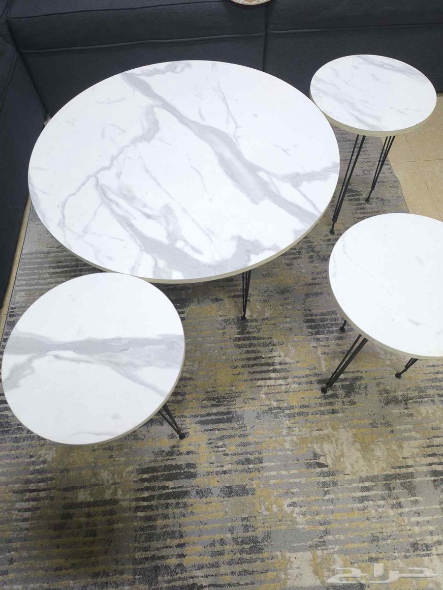 Circular table and 3 small side tables, clean used condition 200 SAR63724673382401110