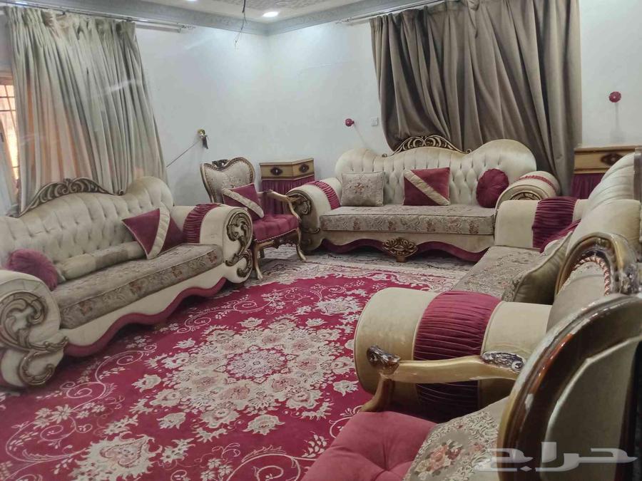 5-piece sofa set with table, carpet, and two new curtains, large carpet63720306600834110
