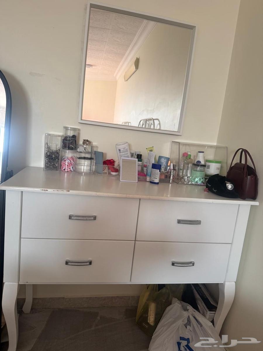 IKEA bedroom set with dresser, hanging mirror, drawer, and 5 shelves63721410387587111