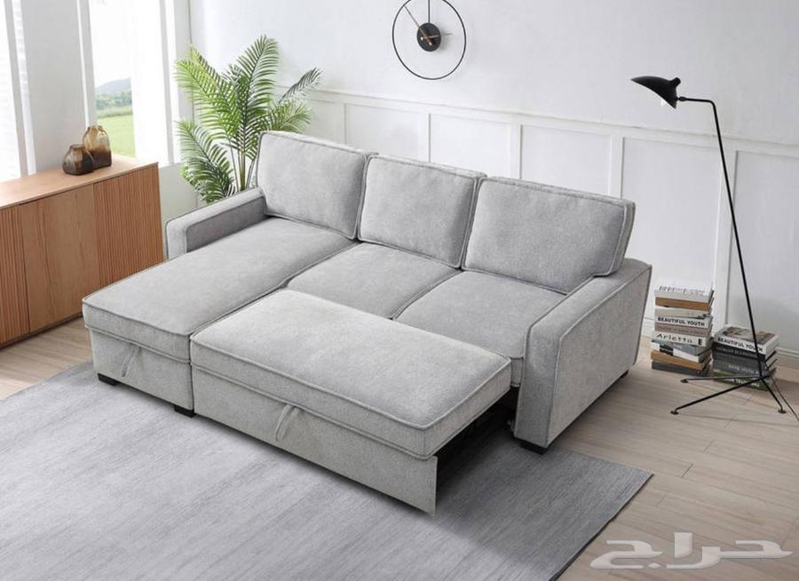 Corner sofa that turns into a bed and has storage space63747332927747113