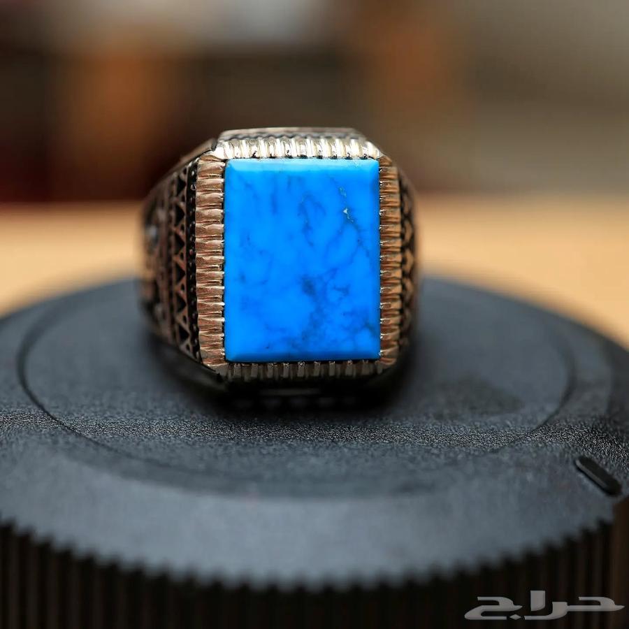 R Abbasid-style silver blue square-cut natural turquoise ring from Neyshabur63740280320643112