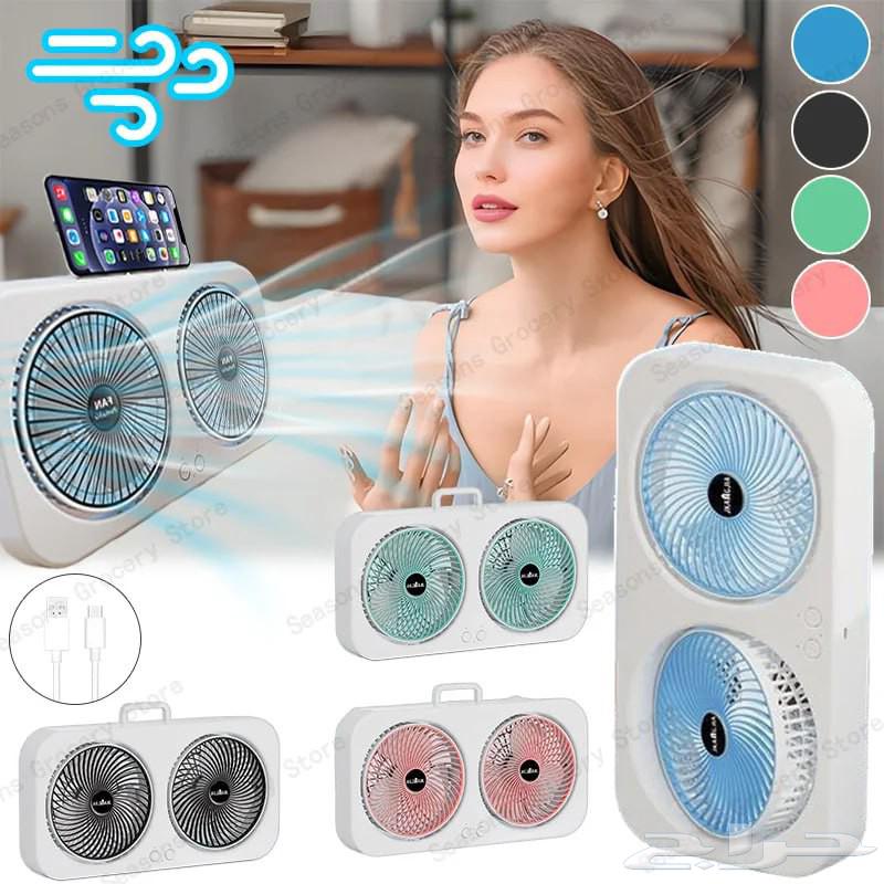 Portable Dual Cooling Fan with Soft Sound, USB Charging, Full Body Cooling63743295420802111