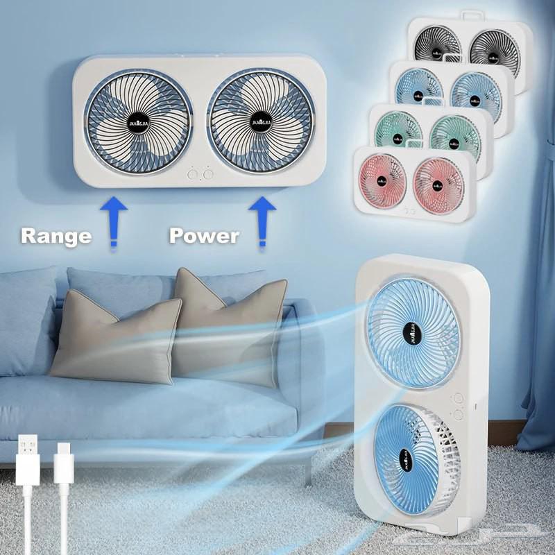 Portable Dual Cooling Fan with Soft Sound, USB Charging, Full Body Cooling63743295420802112