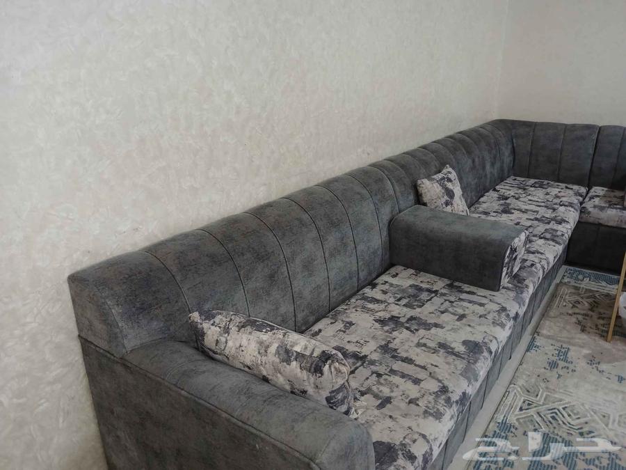 Used four-piece sofa with corner and three poufs and three cushions with curtain63759724792833112