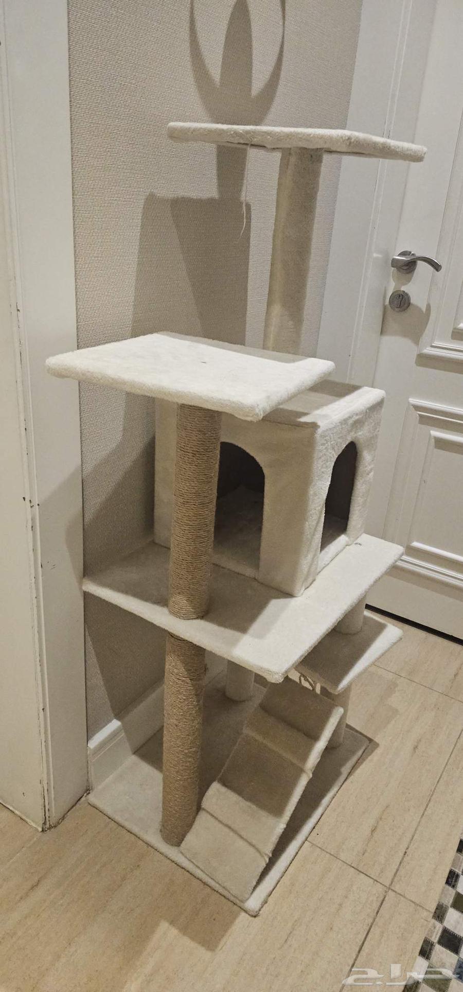 A large and beautiful cat tree house with a scratching pad63761902294658111