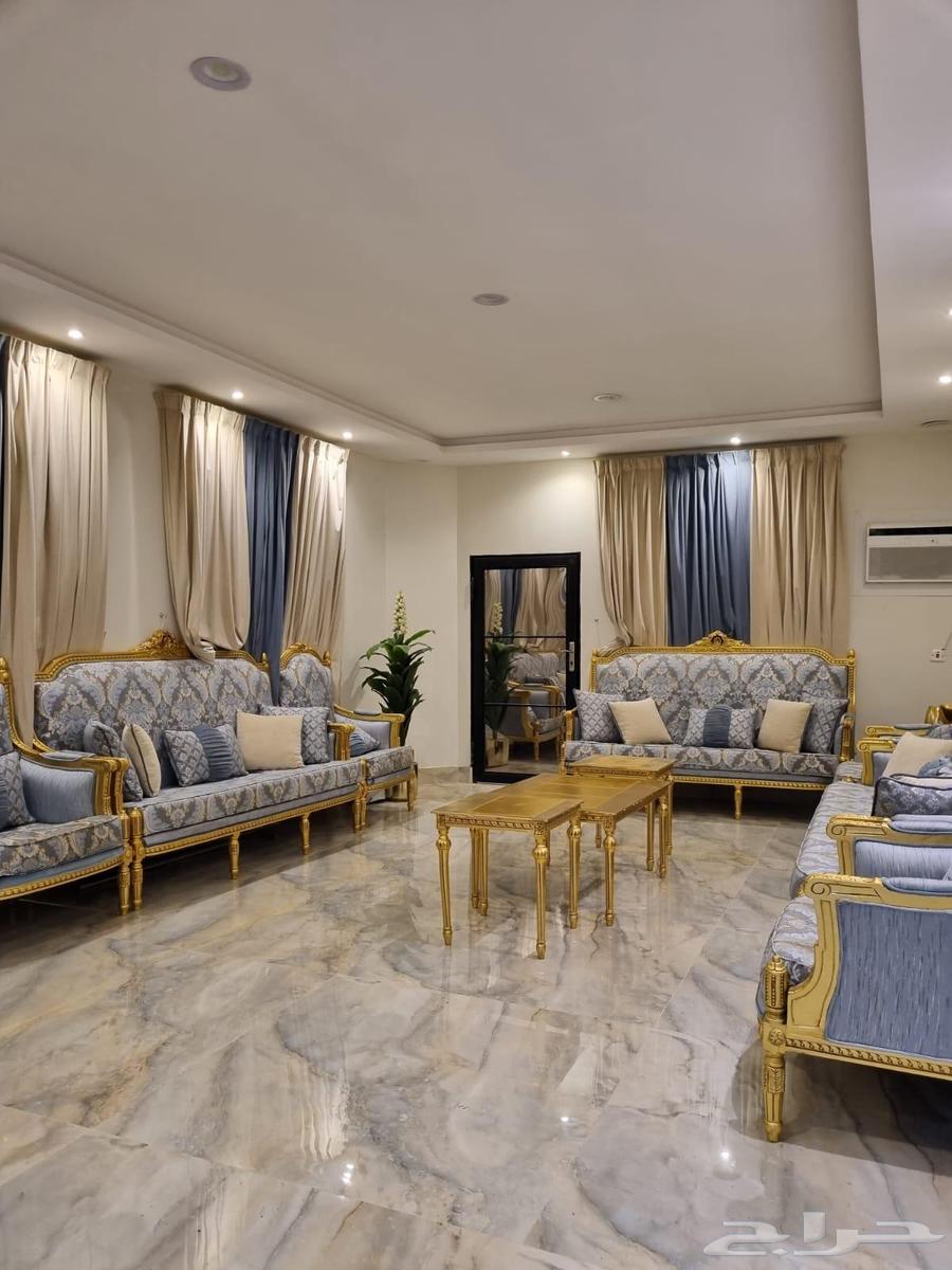 كنب تصميم ملكي خشب طبيعي 7 قطع اخو الجديد63785351422593110