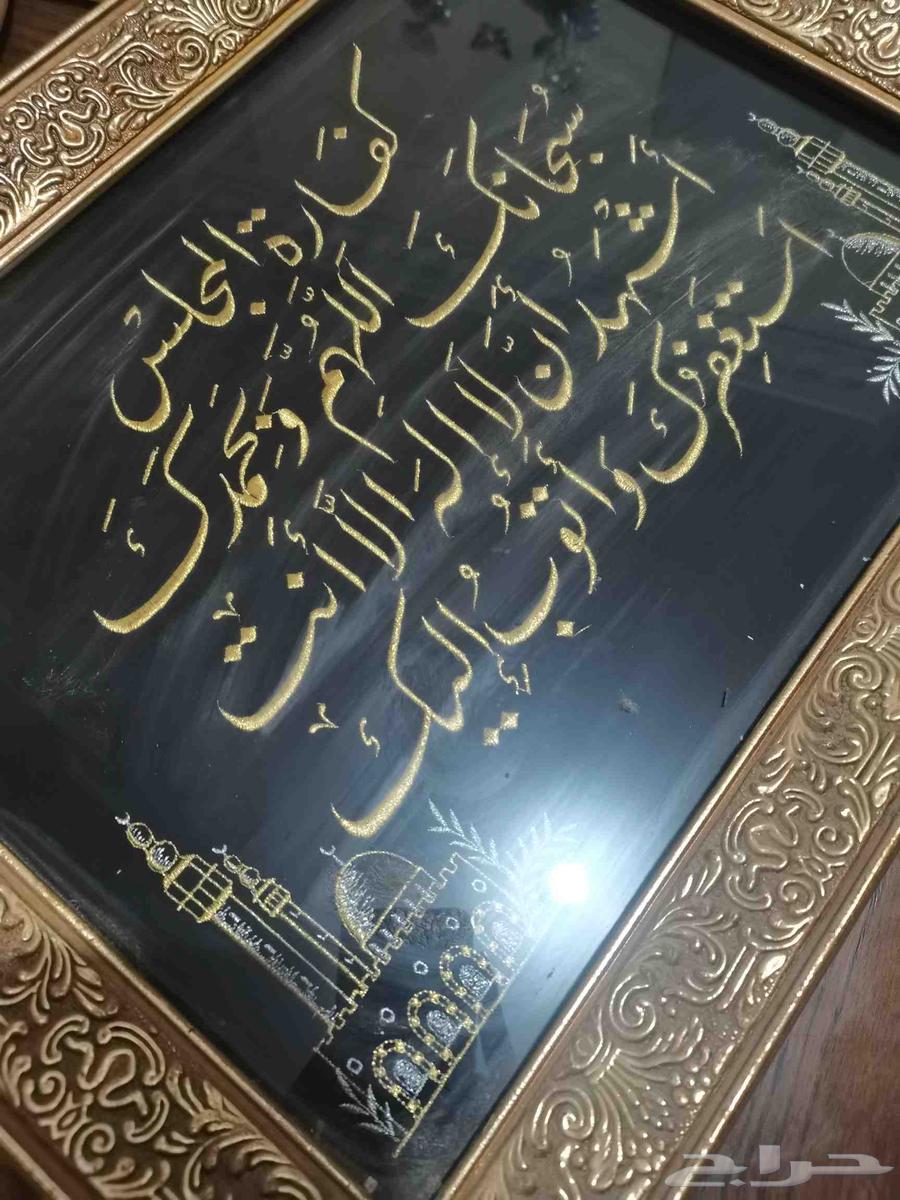 Luxurious board with golden embroidery line, wooden frame and outer glass, in excellent condition63778971956353112