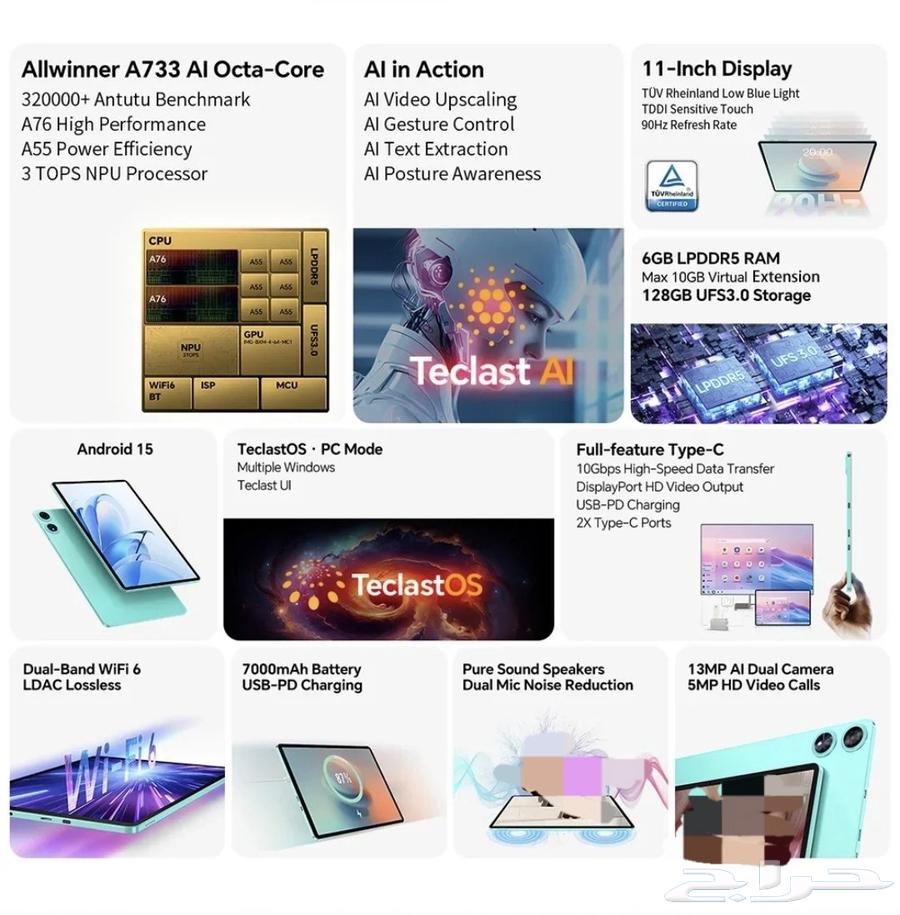 عرض خاص تابلت Teclast P50 AI ذكاء أداء وترفيه بين يديك63791876903169111