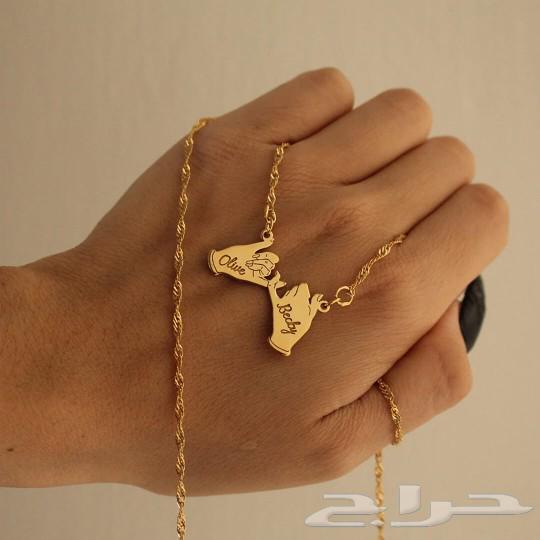هدايا نسائي سلسال قلب خواتم اساور بالاسم سلسال يدين بالاسم63385273446531112