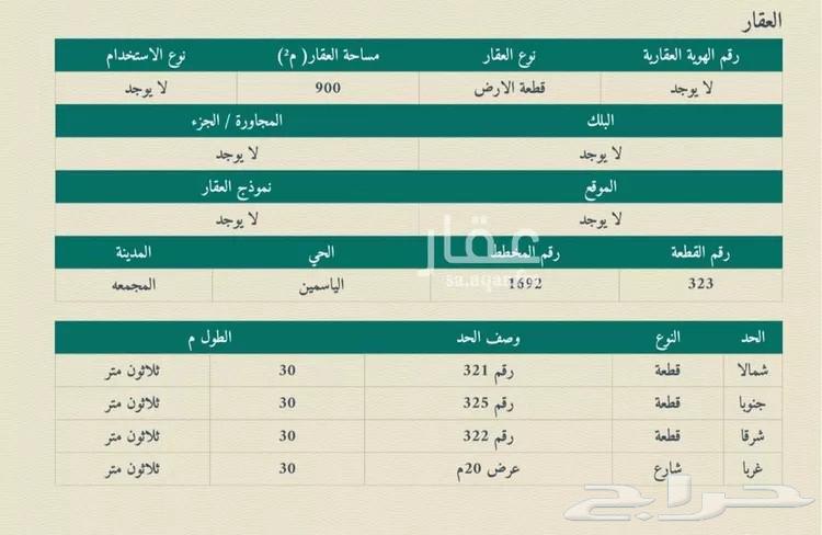 للبيع ارض سكنية حي الياسمين في المجمعة63381257856771111
