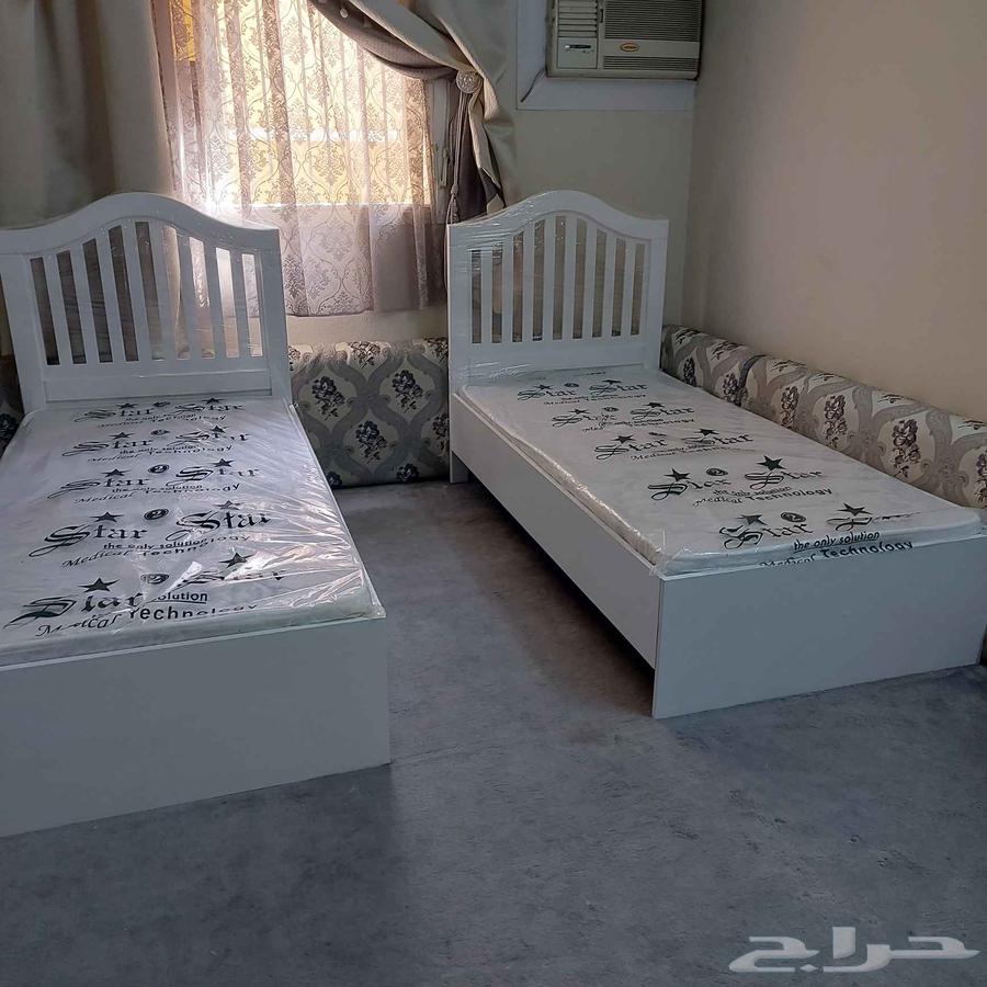 سرير خشب نفر واحد أبيض جديد64128830368770111