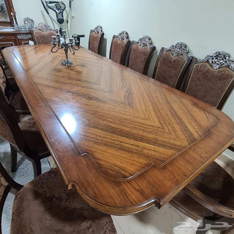 Dining table with 12 chairs, 3 m long and 1.2 m wide, excellent wood64222774122241113