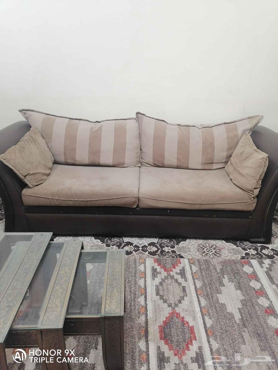 كنب مجلس جلد وخشب أصلي 6 قطع وطقم طاولات64244076665345112