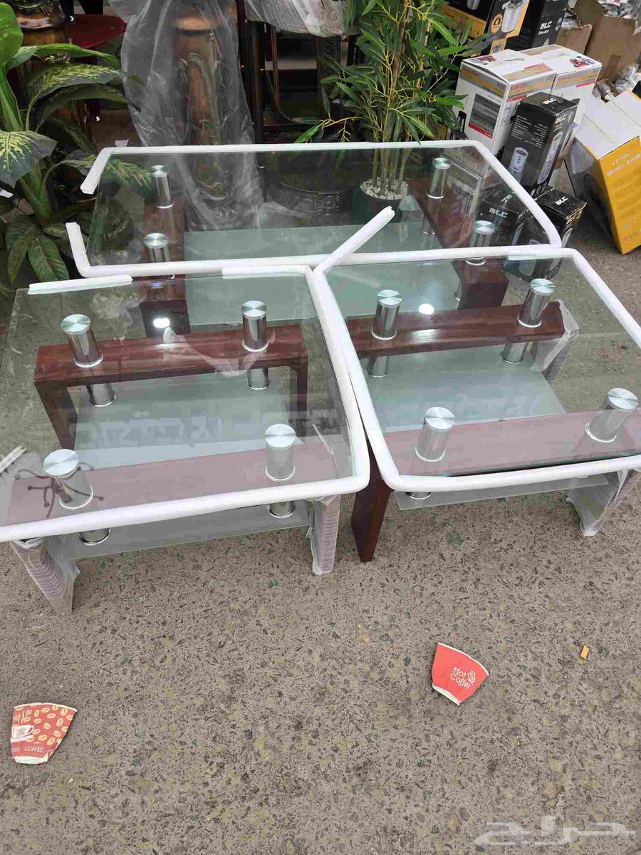 لبيع طاولات زجاج 3 قطة جديدة بالكرتون64226758232322110
