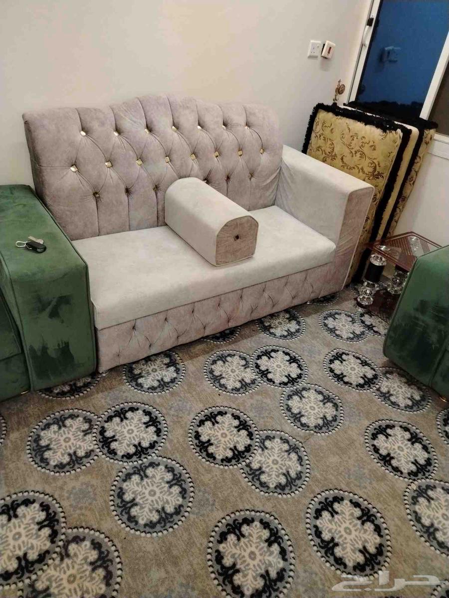 كنب زاويتين اخضر ورمادي نضيف جدا64359981033730111