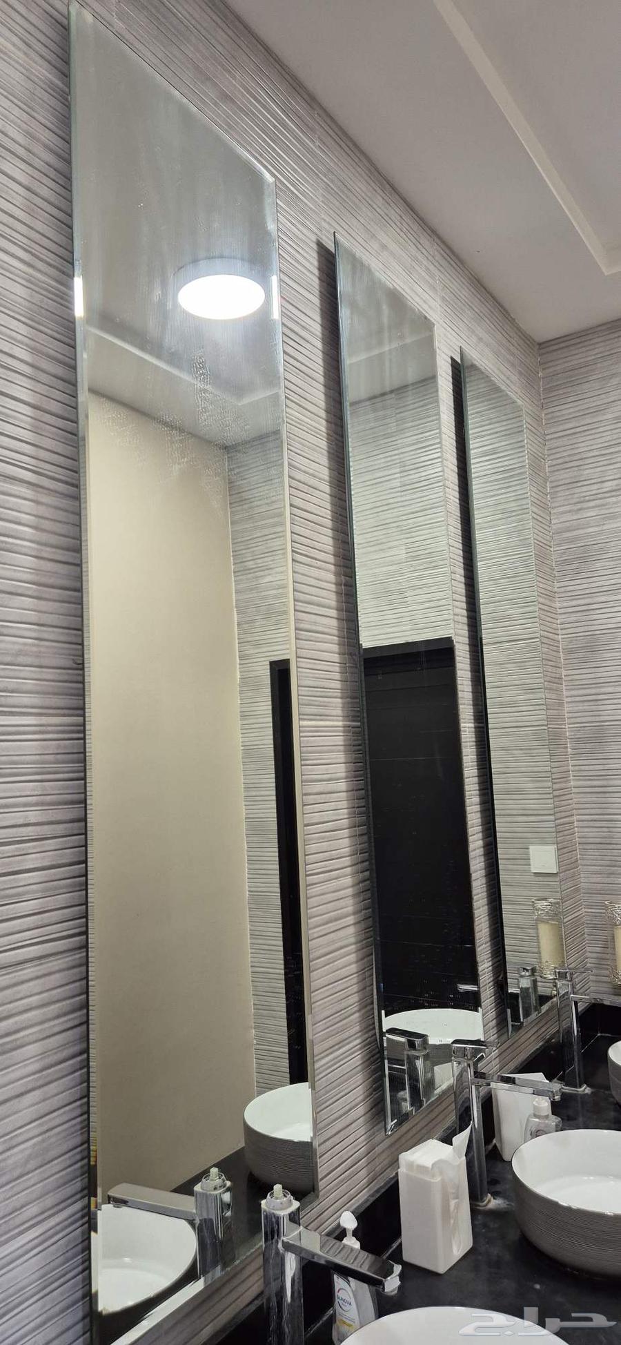 Marble sink with basins, mixers, and mirrors64357747578882113