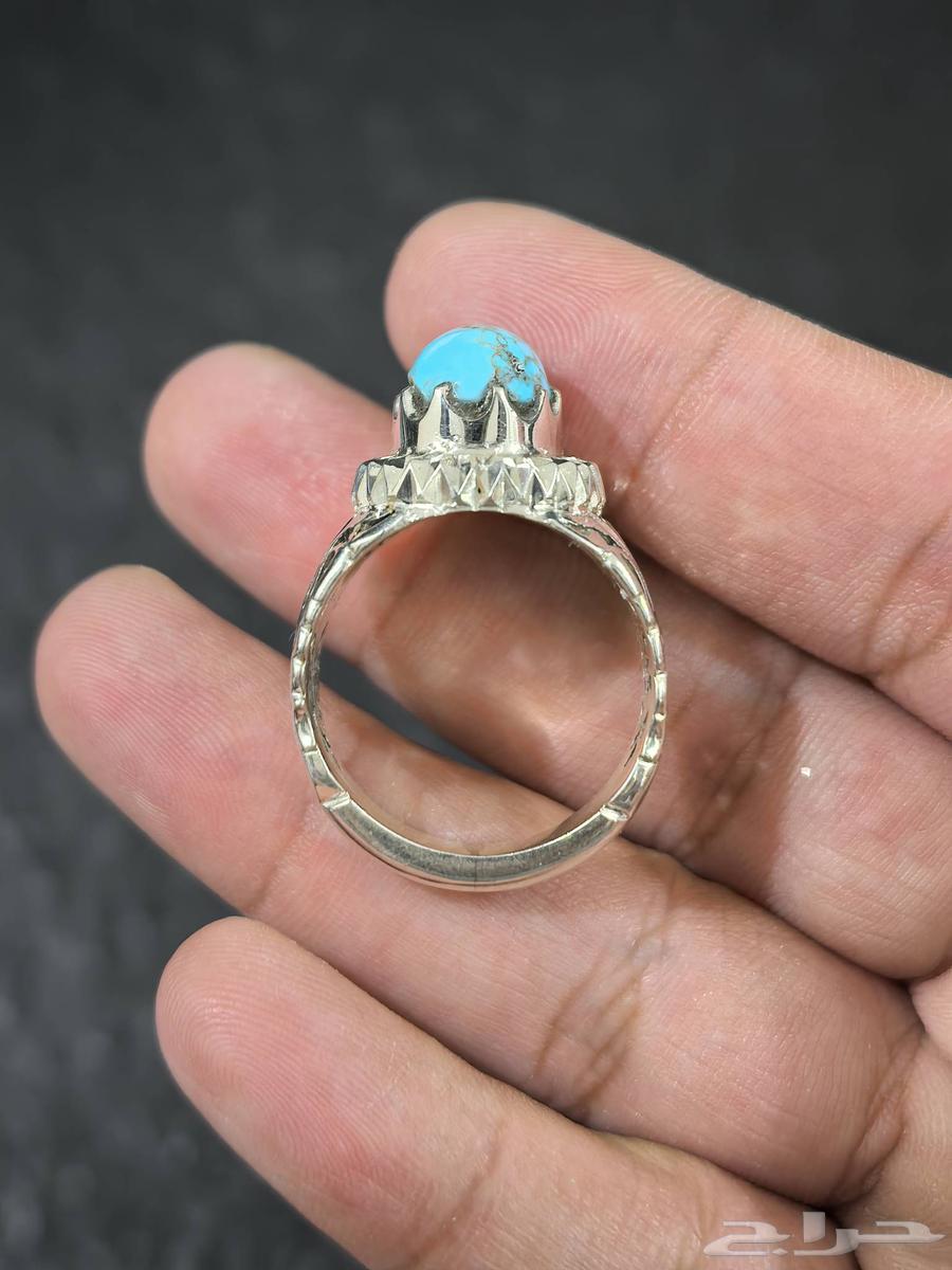 Silver Ring with Nishaburi Turquoise Stone (Abbasid H Craftsmanship)64377048992513114