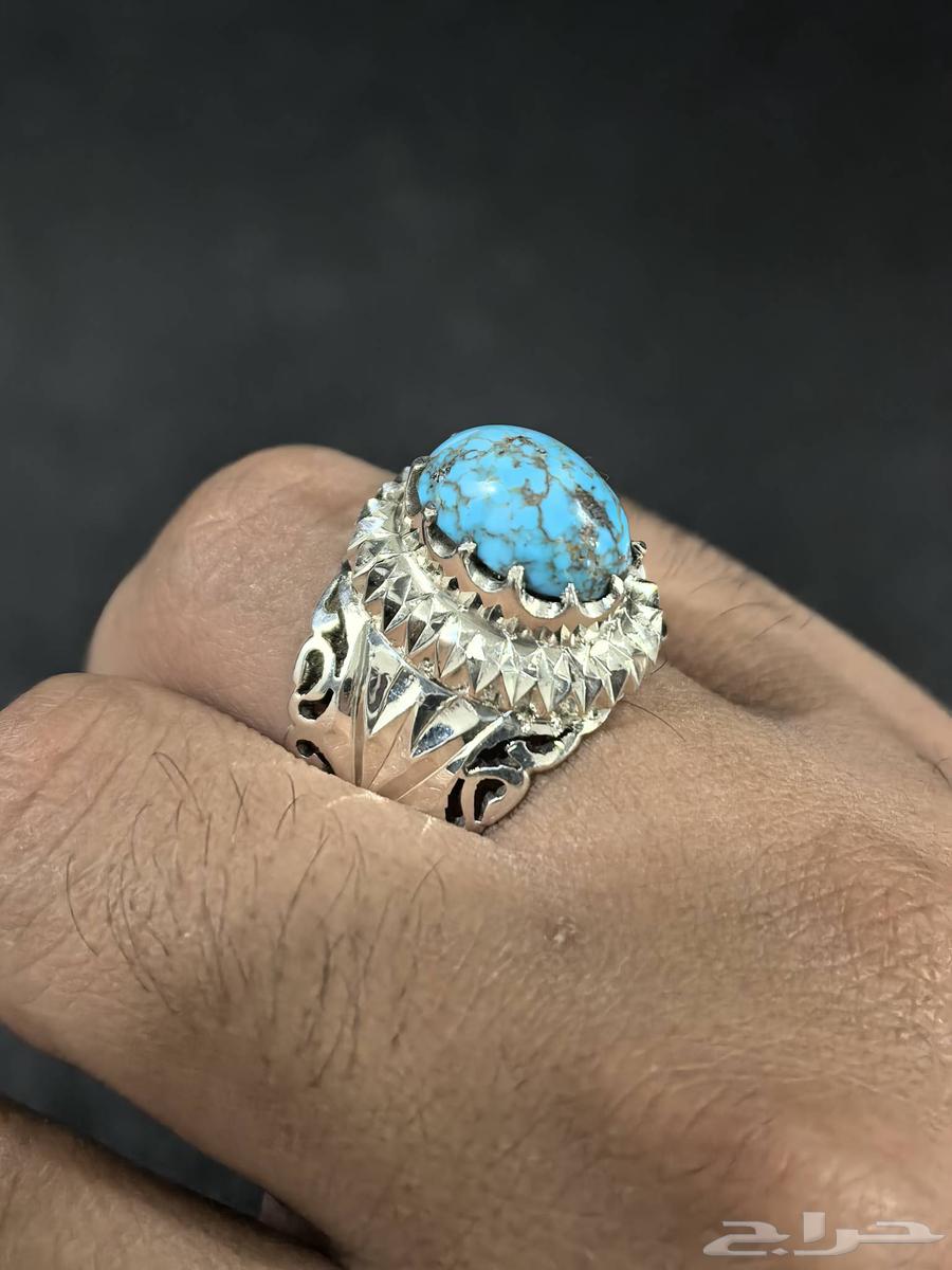 Silver Ring with Nishaburi Turquoise Stone (Abbasid H Craftsmanship)64377048992513113