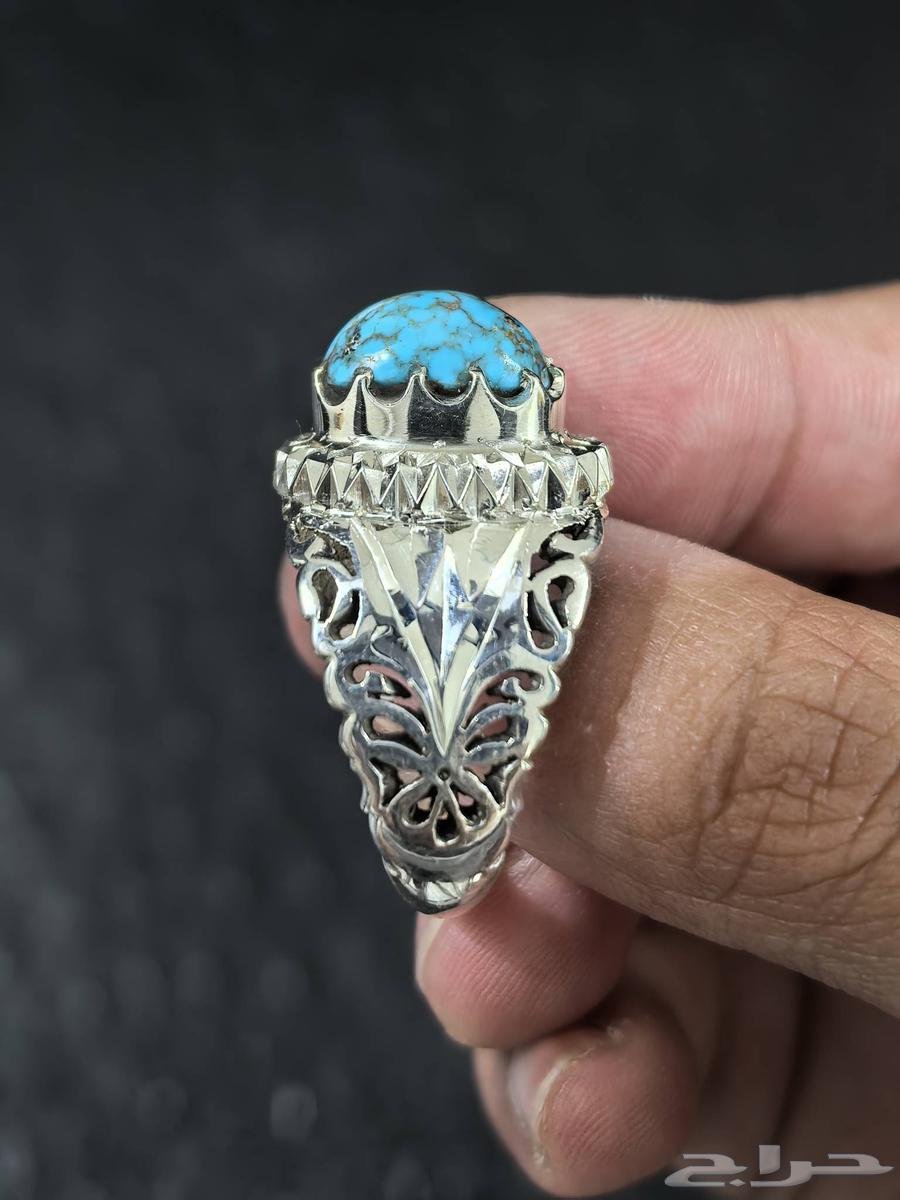 Silver Ring with Nishaburi Turquoise Stone (Abbasid H Craftsmanship)64377048992513111