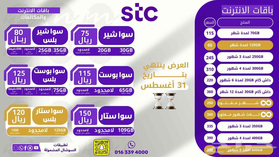 نت STC مفتوح ثلاث شهور بدون استخدام عادل فقط 360 ريال64371584816642110