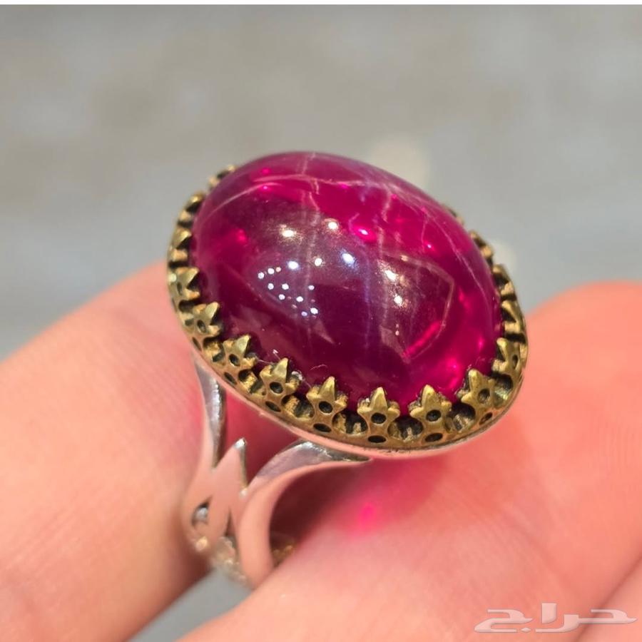 خاتم فضة بحجر ياقوت نجمي64382997751297110