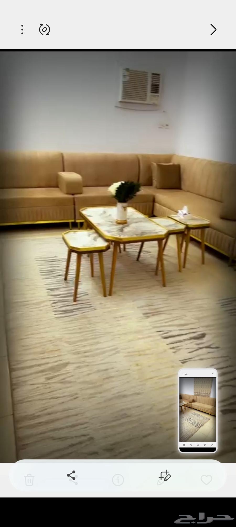 Sofa for sale with mattress, service tables, and curtain64374641661187110