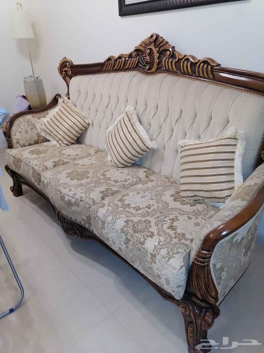 Seven-piece used carved sofa set (triple, double, two singles)64383192204418112