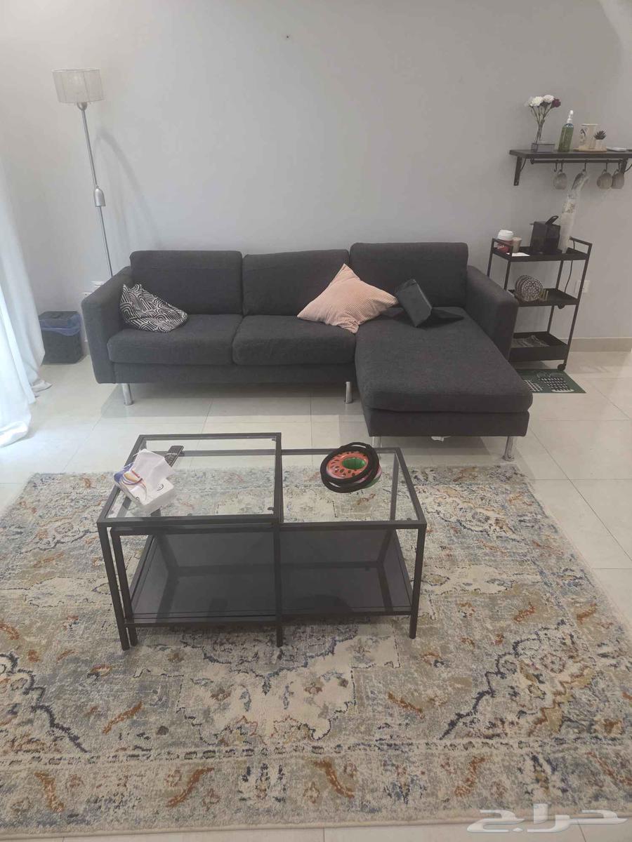 Complete living room set for sale including sofa, bookshelf, and tables64381961716354111