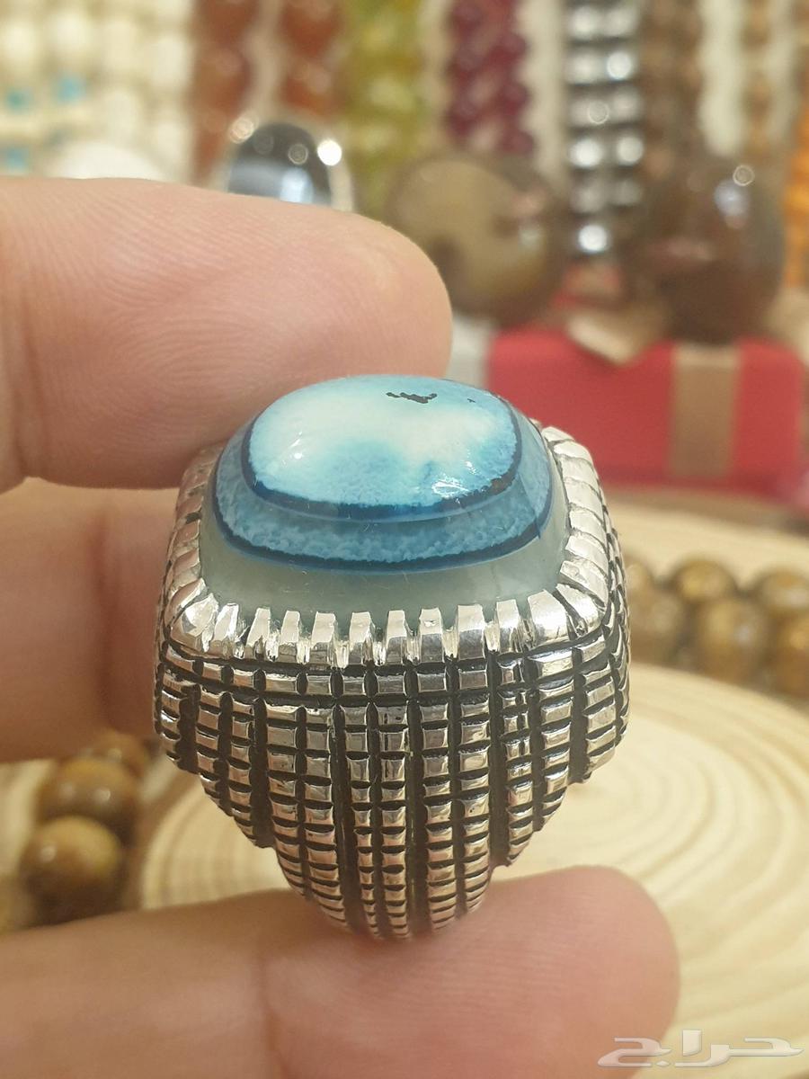 خاتم عقيق سليماني هندي قبه ازرق اطواق فاخر64383206422658110